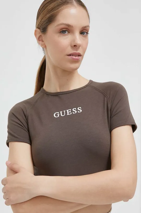 brązowy Guess t-shirt ALINE