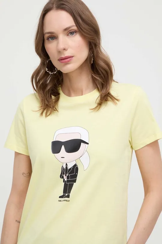 Karl Lagerfeld t-shirt bawełniany żółty