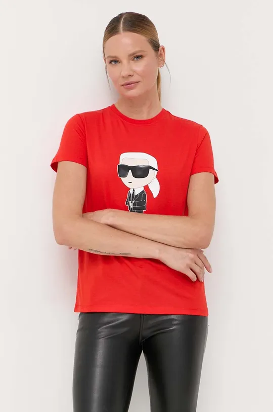 narančasta Pamučna majica Karl Lagerfeld Ženski