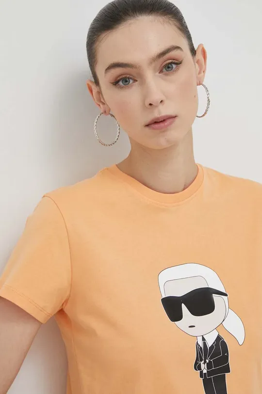 pomarańczowy Karl Lagerfeld t-shirt bawełniany