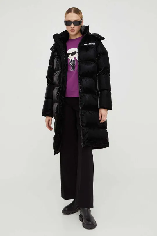 Bombažna kratka majica Karl Lagerfeld vijolična