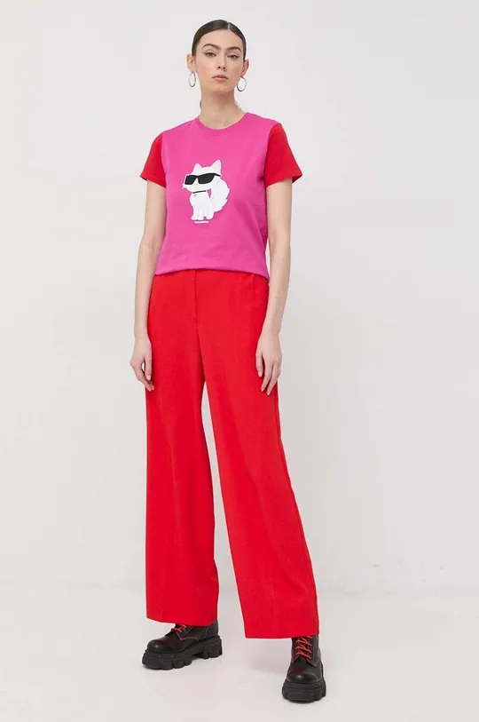 Pamučna majica Karl Lagerfeld roza