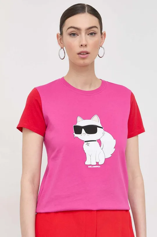 розовый Хлопковая футболка Karl Lagerfeld