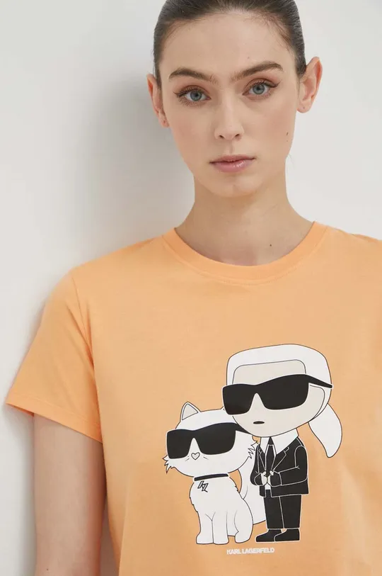 narančasta Pamučna majica Karl Lagerfeld