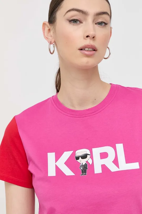 ροζ Βαμβακερό μπλουζάκι Karl Lagerfeld Γυναικεία