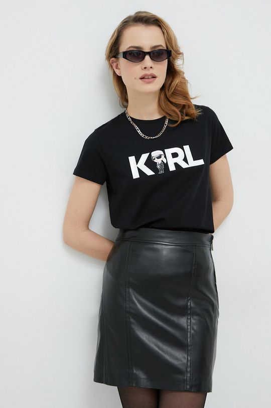 negru Karl Lagerfeld tricou din bumbac De femei