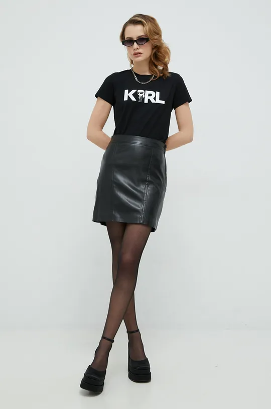 Karl Lagerfeld pamut póló fekete