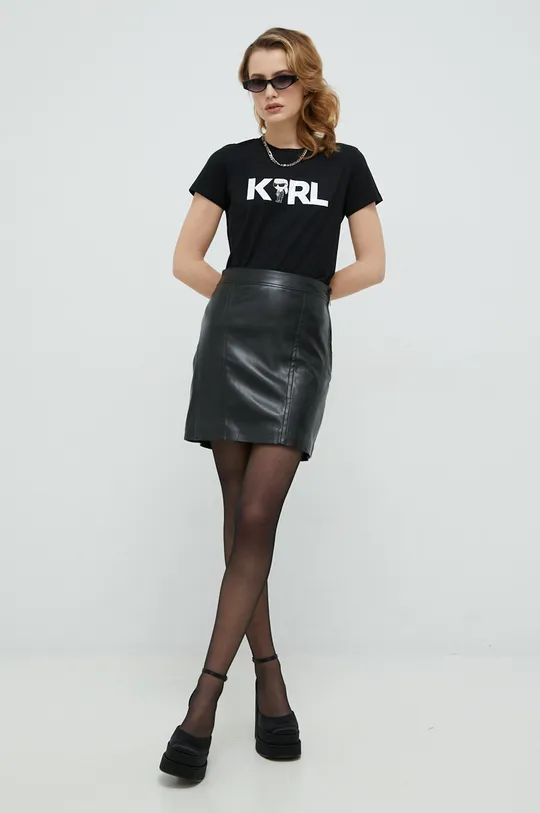 Karl Lagerfeld t-shirt bawełniany czarny