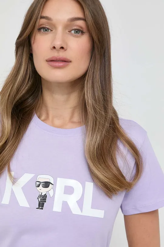 μωβ Βαμβακερό μπλουζάκι Karl Lagerfeld