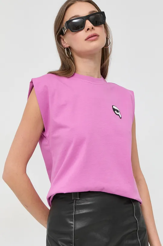 ροζ Βαμβακερό Top Karl Lagerfeld Γυναικεία