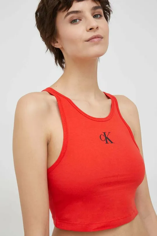 κόκκινο Βαμβακερό Top Calvin Klein Γυναικεία