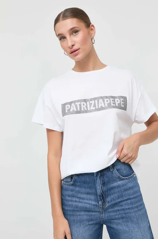 λευκό Βαμβακερό μπλουζάκι Patrizia Pepe