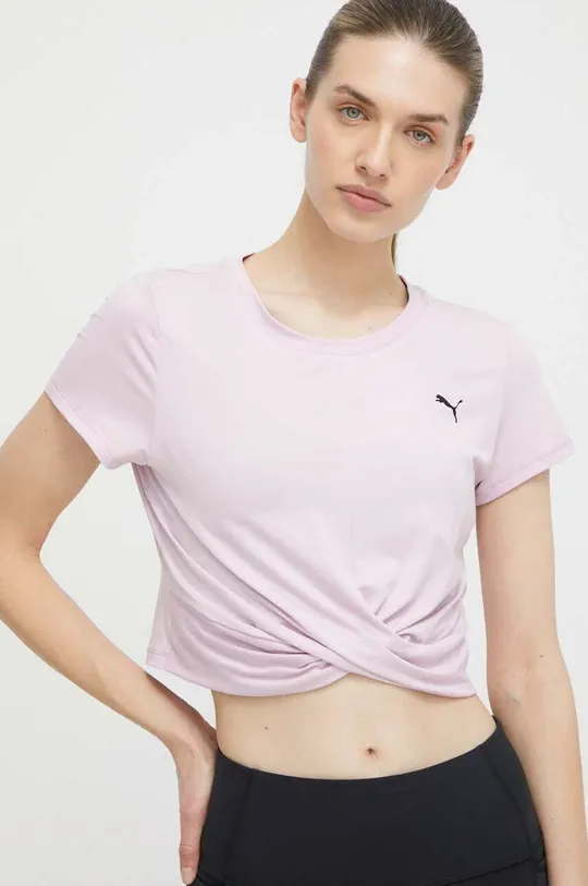 różowy Puma t-shirt do jogi Studio Yogini Lite Twist Damski