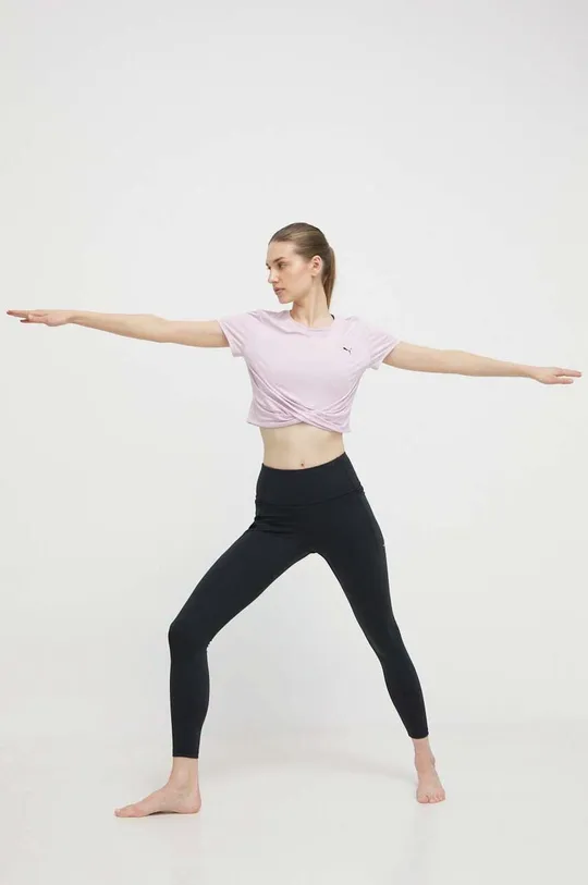 Majica kratkih rukava za jogu Puma Studio Yogini Lite Twist roza
