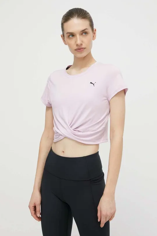 różowy Puma t-shirt do jogi Studio Yogini Lite Twist