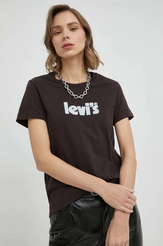 Levi's t-shirt bawełniany brązowy