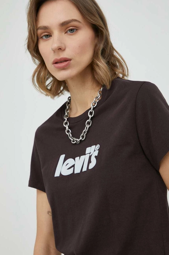 brązowy Levi's t-shirt bawełniany