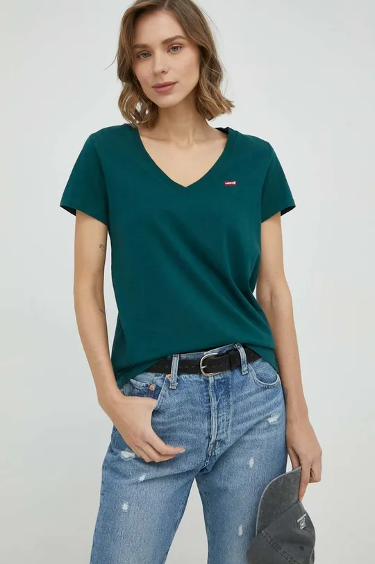 Bavlnené tričko Levi's zelená
