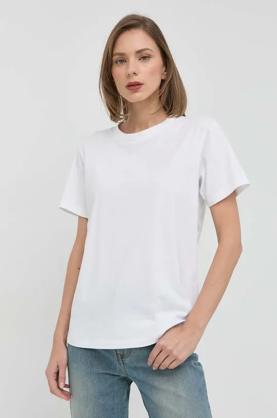Βαμβακερό μπλουζάκι Twinset λευκό