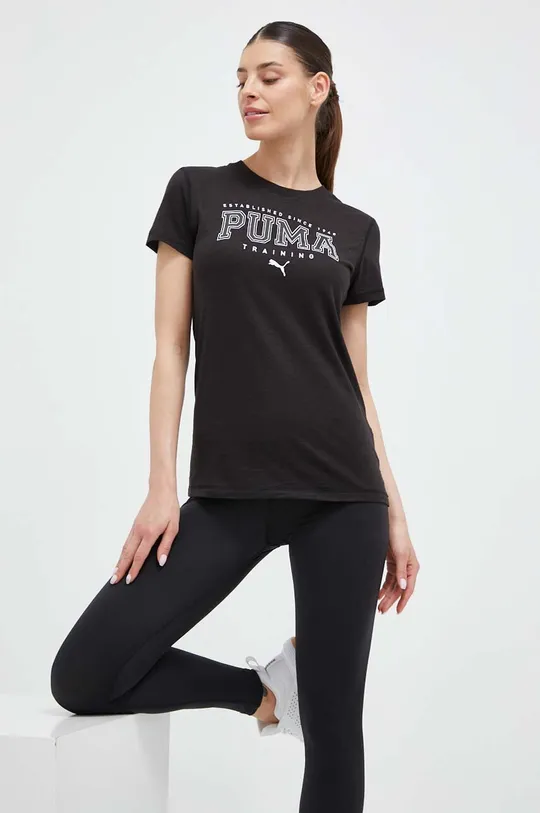 μαύρο Μπλουζάκι προπόνησης Puma Graphic Tee Fit Γυναικεία