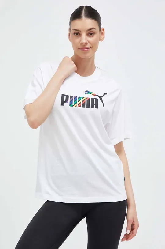 biały Puma t-shirt bawełniany