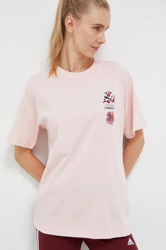 różowy Puma t-shirt bawełniany X LIBERTY Damski