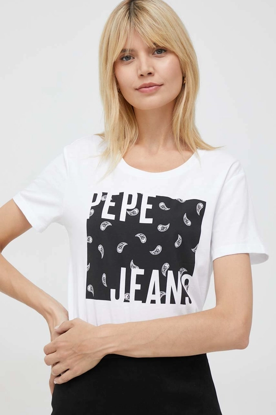 biały Pepe Jeans t-shirt bawełniany Lucie Damski