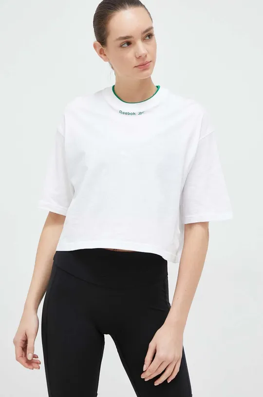 λευκό Βαμβακερό μπλουζάκι Reebok