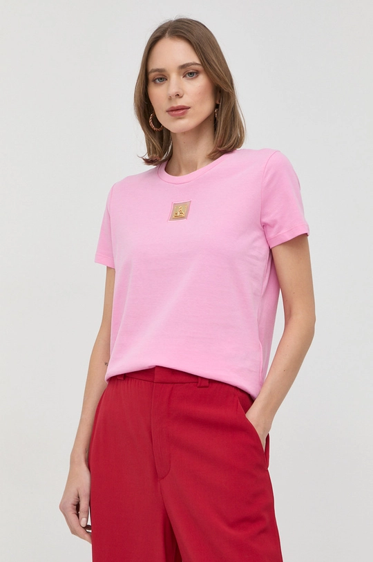 różowy Elisabetta Franchi t-shirt bawełniany Damski