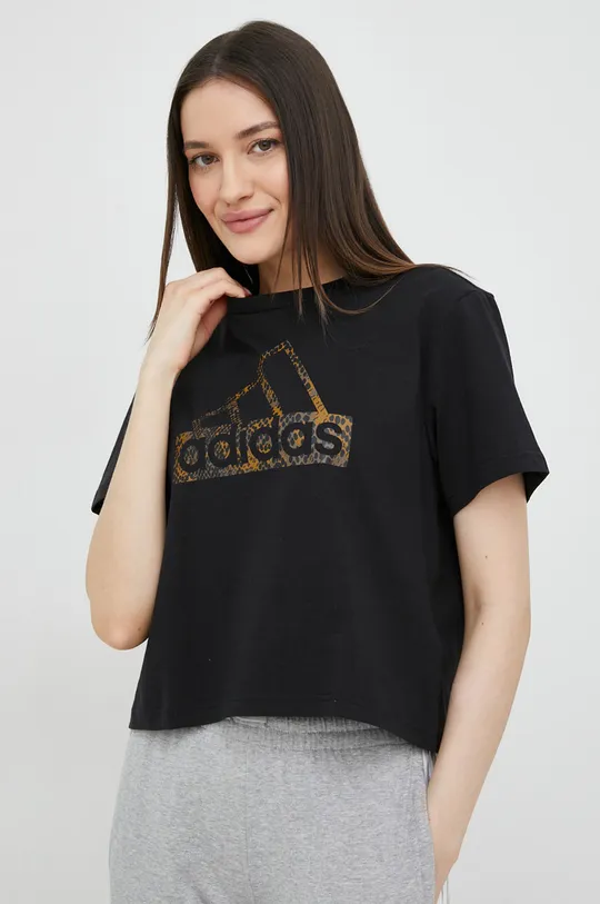 fekete Adidas pamut póló Női