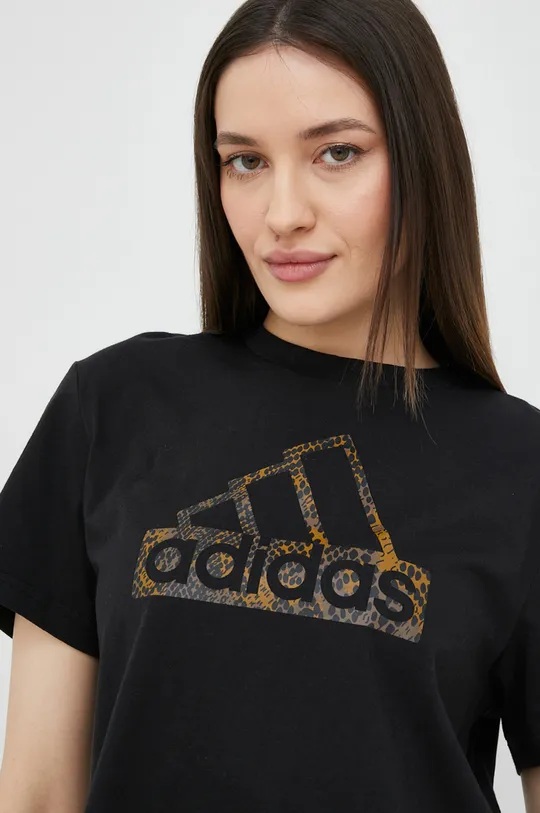 μαύρο Βαμβακερό μπλουζάκι adidas