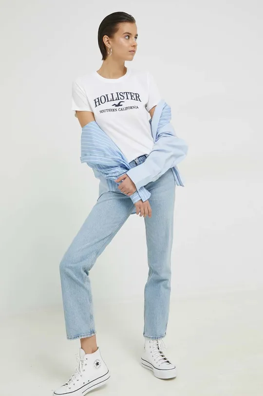 Hollister Co. t-shirt bawełniany biały
