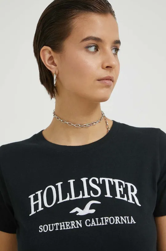 μαύρο Βαμβακερό μπλουζάκι Hollister Co. Γυναικεία