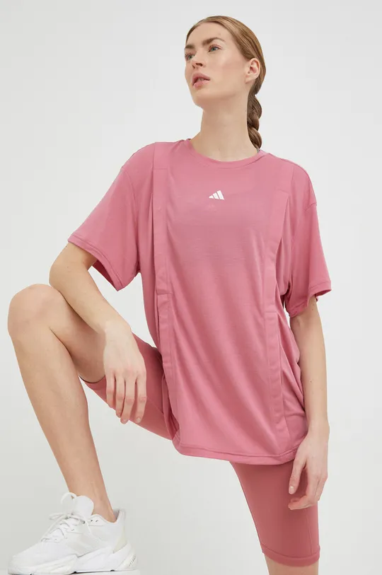 roza Nosečniška majica za vadbo adidas Performance Training Essentials Ženski
