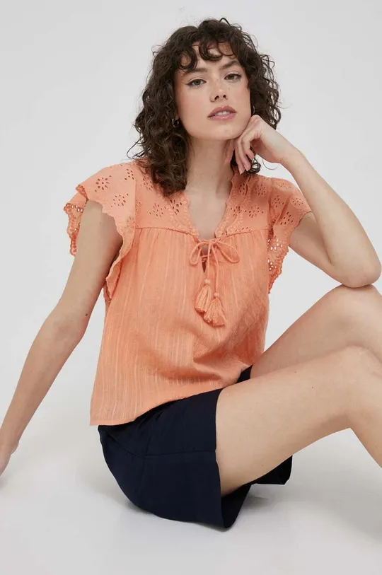 πορτοκαλί Βαμβακερή μπλούζα Pepe Jeans Anaise Γυναικεία