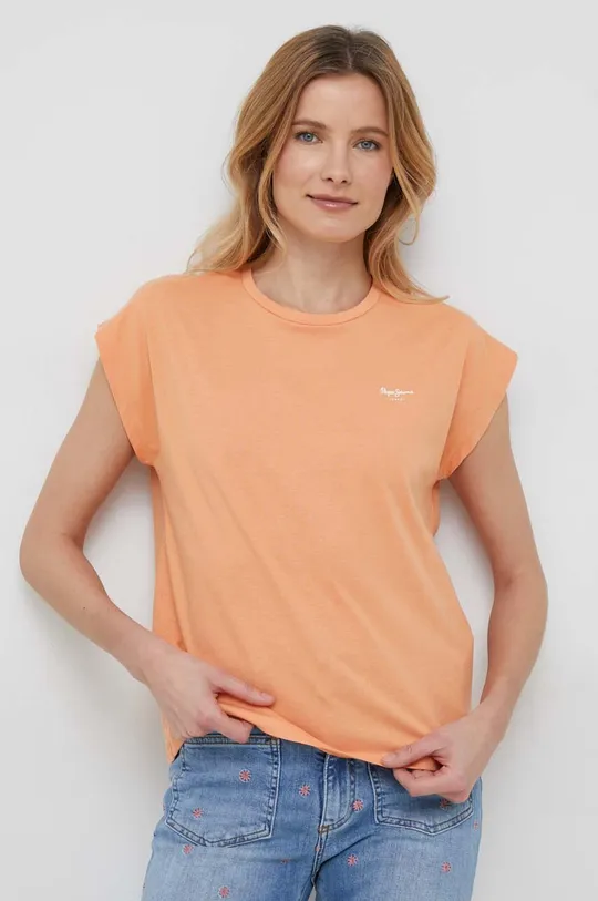 πορτοκαλί Βαμβακερό μπλουζάκι Pepe Jeans Γυναικεία