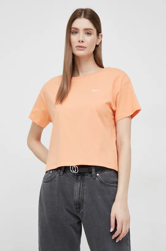 πορτοκαλί Βαμβακερό μπλουζάκι Pepe Jeans Wimani Γυναικεία
