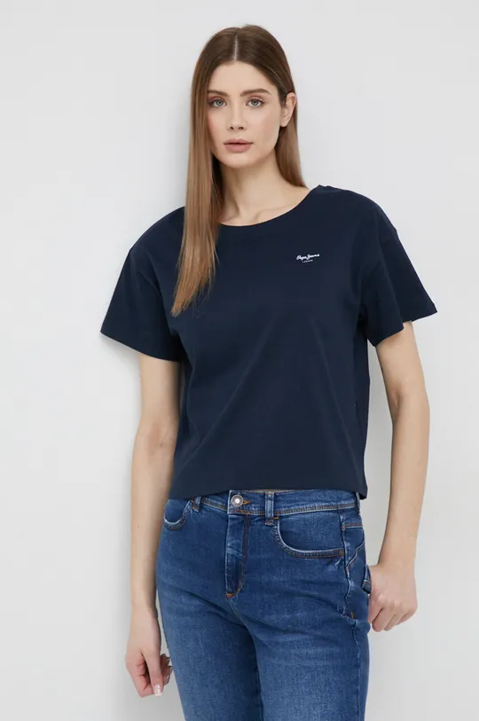 Bombažna kratka majica Pepe Jeans Wimani mornarsko modra