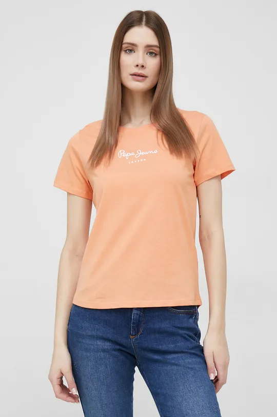 πορτοκαλί Βαμβακερό μπλουζάκι Pepe Jeans Wendy Γυναικεία