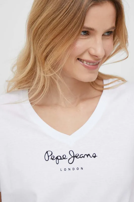 λευκό Βαμβακερό μπλουζάκι Pepe Jeans Wendy