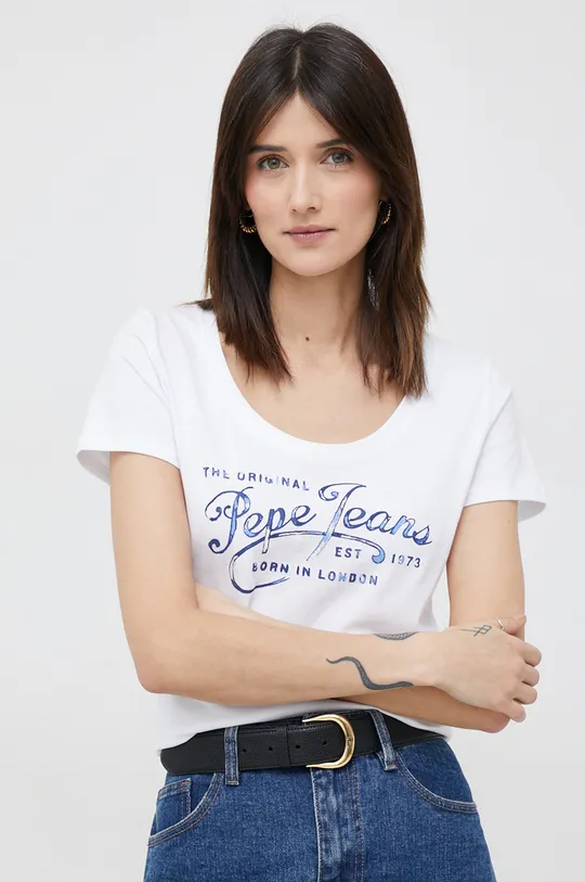 biały Pepe Jeans t-shirt bawełniany Mery