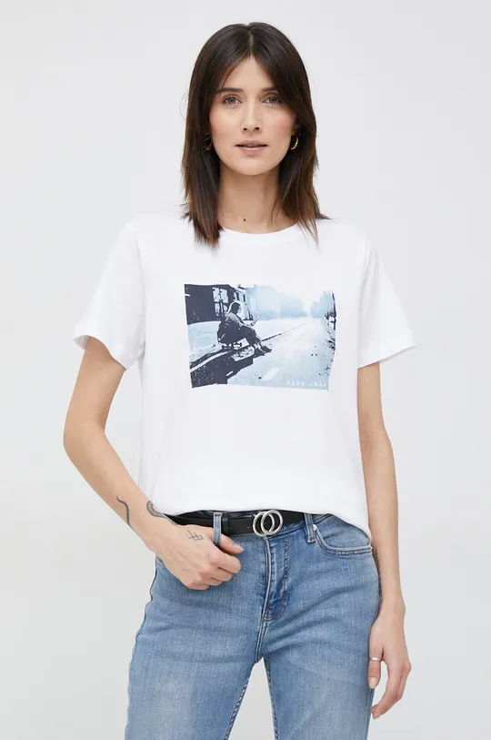 biały Pepe Jeans t-shirt bawełniany Mila Damski