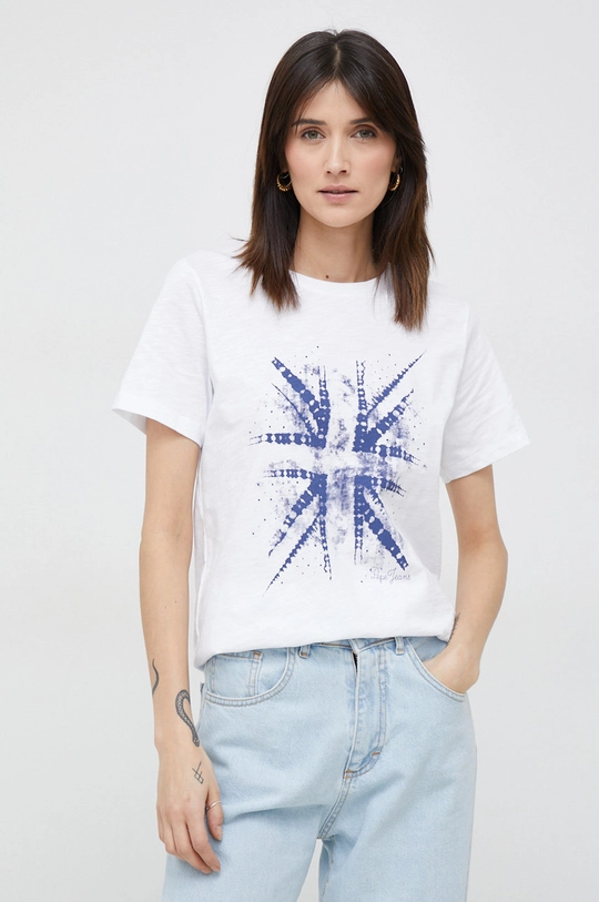 biały Pepe Jeans t-shirt bawełniany Mona