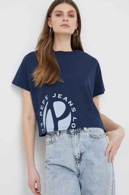 σκούρο μπλε Βαμβακερό μπλουζάκι Pepe Jeans Wendel Γυναικεία