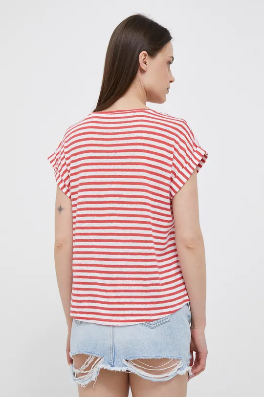 Pepe Jeans t-shirt lniany Leia czerwony