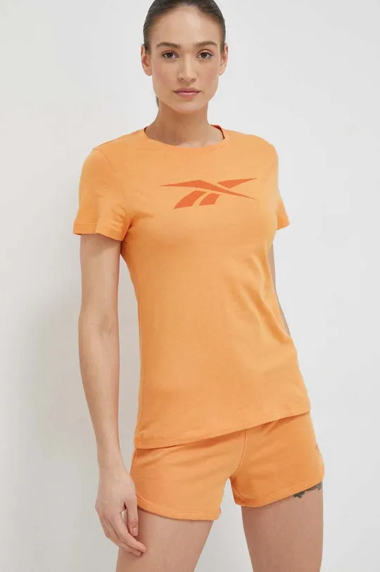 oranžová Bavlnené tričko Reebok Dámsky