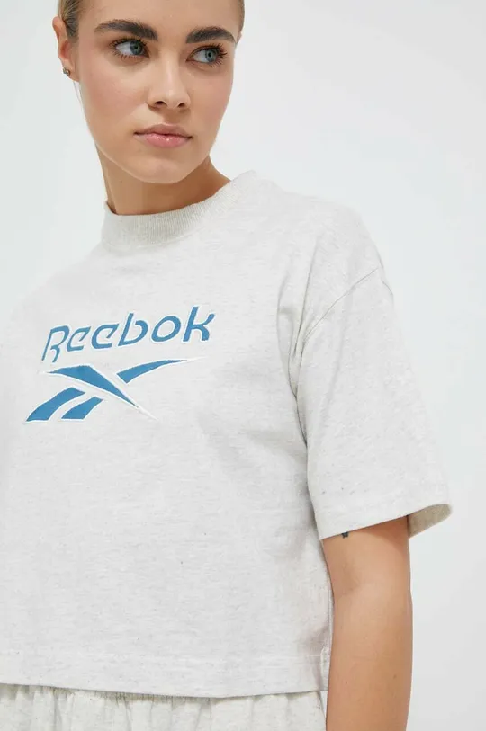 szary Reebok Classic t-shirt bawełniany AE Big Logo Crop