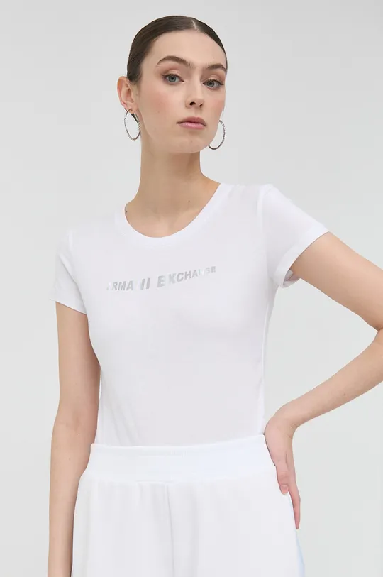 bijela Pamučna majica Armani Exchange Ženski