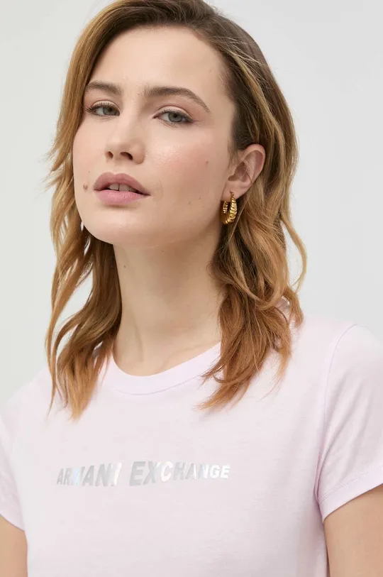 różowy Armani Exchange t-shirt bawełniany
