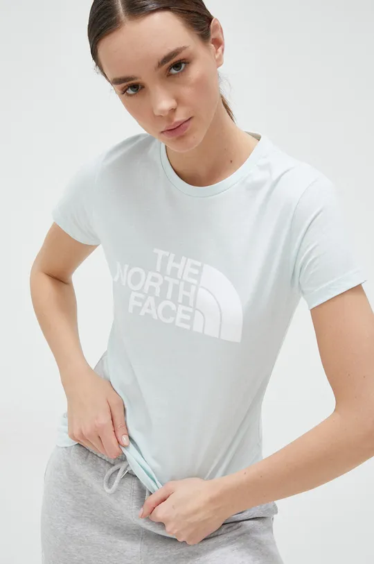 turkusowy The North Face t-shirt bawełniany Damski